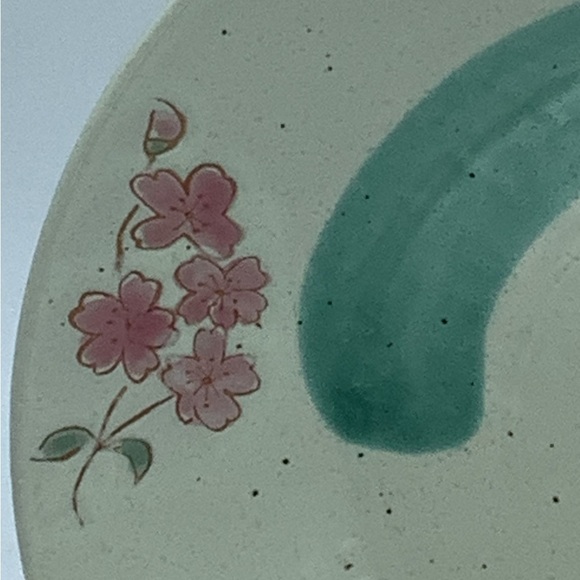 Pink Blossom 8 1/2” Speckled Pottery Plate - Picture 2 of 10